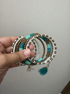 Boho Beaded Bracelet Set with Tassels