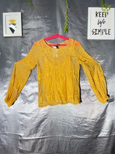 New look  Yellow Lace Long Sleeve Top