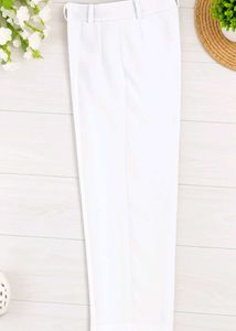 Stylish Cream Wide-Leg formal non pocket swhite Wo