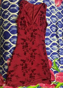 Chic Red Floral Halter Dress