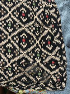 Ethnic Black &amp; White Geometric Print Kurti &amp; Pants