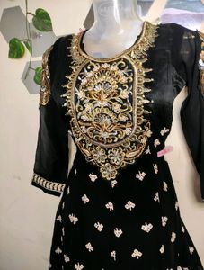 *B1G1* Black Anarkali with Churidar 🐈‍⬛🖤