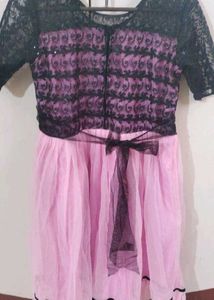 Chic Pink &amp; Black Lace kurta