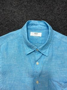 Men's Blue Linen Blend Shirt