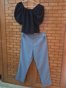 puffy  sleeve top n stripped   trouser  in importe