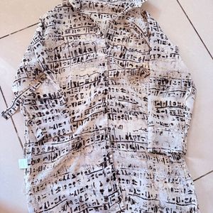 Unique Sheer Egyptian Hieroglyph Print Shirt