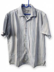 zara Light Blue Striped Short Sleeve Shirt