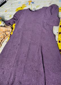 Stylish Purple Puff Sleeve Dress