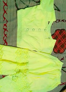 Yellow Lace short top and bottom