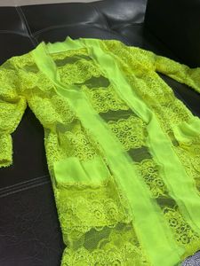Neon Lace Kimono Cardigan