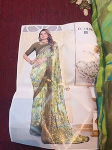 Beautiful Green Fancy and Floral Print Saree