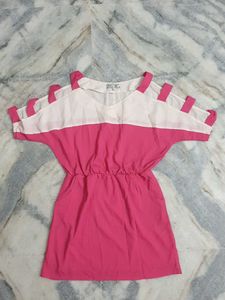🎉SALE🦩Cute Pink &amp; White Mini Dress