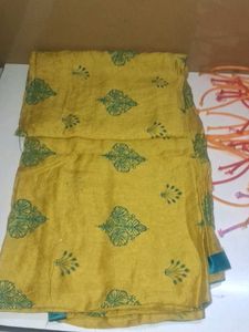 Yellow Dupattas Green Print