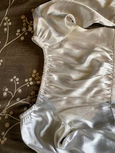Chic White Satin Off-Shoulder Top