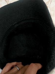 Stylish Black Cap with Glitter Visor