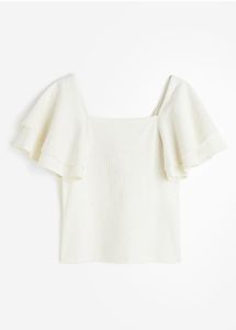 H&M Flutter Sleeve Square Neck Top