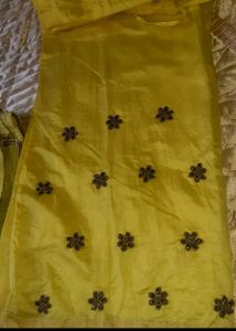Yellow Embroidered Kurta Set with Dupatta