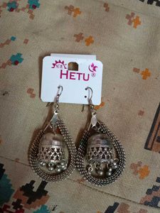 Elegant Oxidised Silver Jhumka Earrings