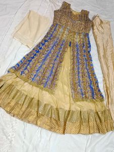 Gorgeous Blue & Gold Embroidered Indian Dress