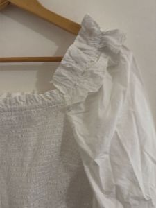 White Smocked Square Neck Top