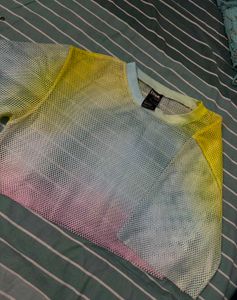 Sheer Mesh Gradient Crop Top