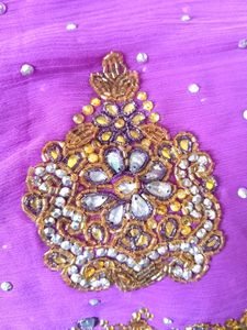 Elegant Purple Saree with blouse piece