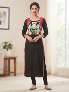 W Black Graphic Print Kurta