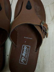 Men's Brown PU-Ravio Flip Flops one free top 🎁