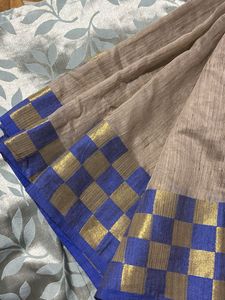trendy blue check saree