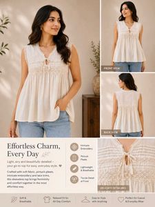 Vintage Lace Detail Sleeveless Boho Top