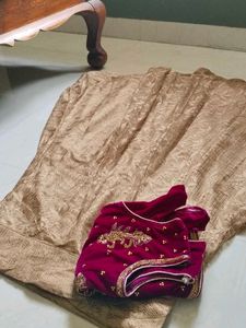Elegant Maroon &amp; Gold Lehenga Choli Set