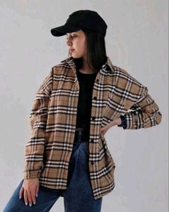 Burberry Style Beige Checkered Cotton Shirt