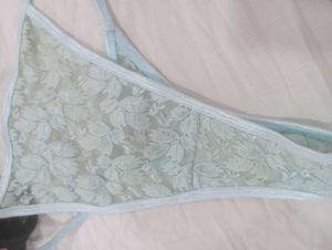 Sheer Purple Thong with Lace Trim