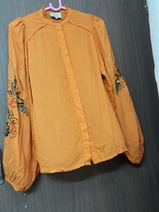 Orange Embroidered designer top