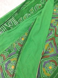 Green Bandhani Saree
