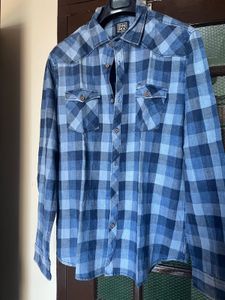 DNMX Blue Plaid Long Sleeve Shirt