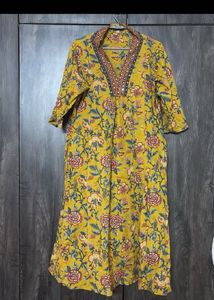 Yellow Floral Print Kurta