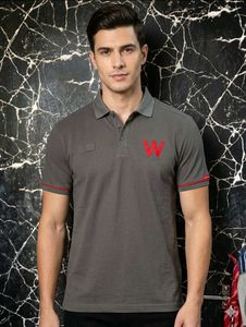 Men's Grey Polo T-Shirt with Red 'W' Logo