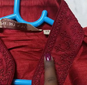 Only Upper Kurta Dark Red Colour