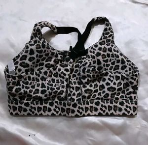 Animal Print Zip-Front Sports Bra