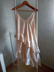 45 H&amp;M Flounced satin Slip dress