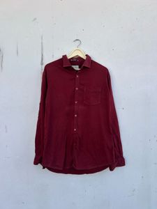Maroon Long Sleeve Button-Up Shirt