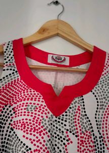 Retro Dot Print V-Neck Top