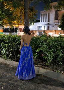 y2k blue lehenga dress