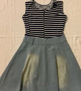 Striped Sleeveless Zipper Dress