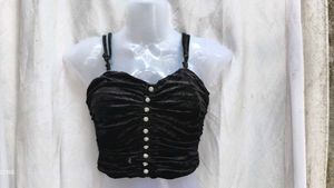 I. Black Velvet Ruched Crop Top
