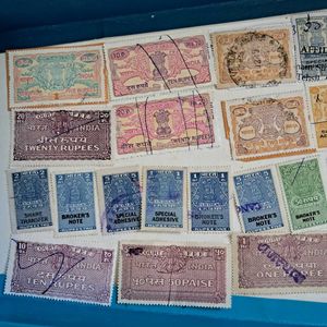Vintage Indian Fiscal Revenue Stamps Collection