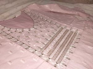 Embroidered Pink frock style Kurta
