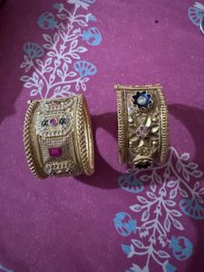 Unused Designer Gold single kada with Stones