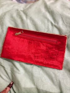 Red Embellished Clutch Bag